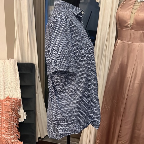 Murano blue mens shortsleeve button down collar business casual dress shirt MED​ - Picture 5 of 10